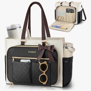 Black and Cream Quilted Shoulder Bag